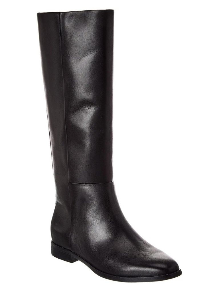 New! Vince Martell Knee High Boot Leather Black Size 8 M Wide Calf Dd503a